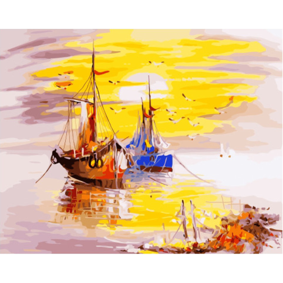картина по номерам Рыбацкие судна 40х50см GX34107