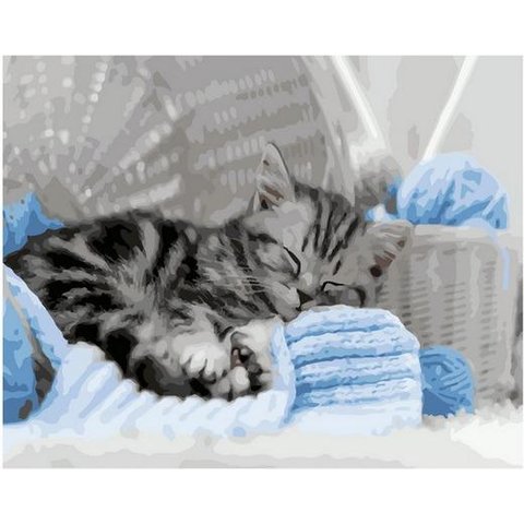 картина по номерам Спящий котенок 40х50см GX36077