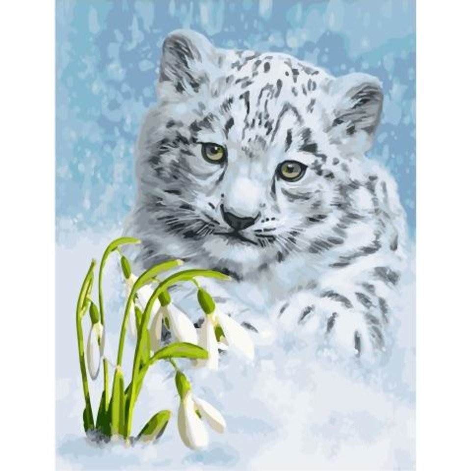 картина по номерам Подснежники и барс 40х50см GX35067