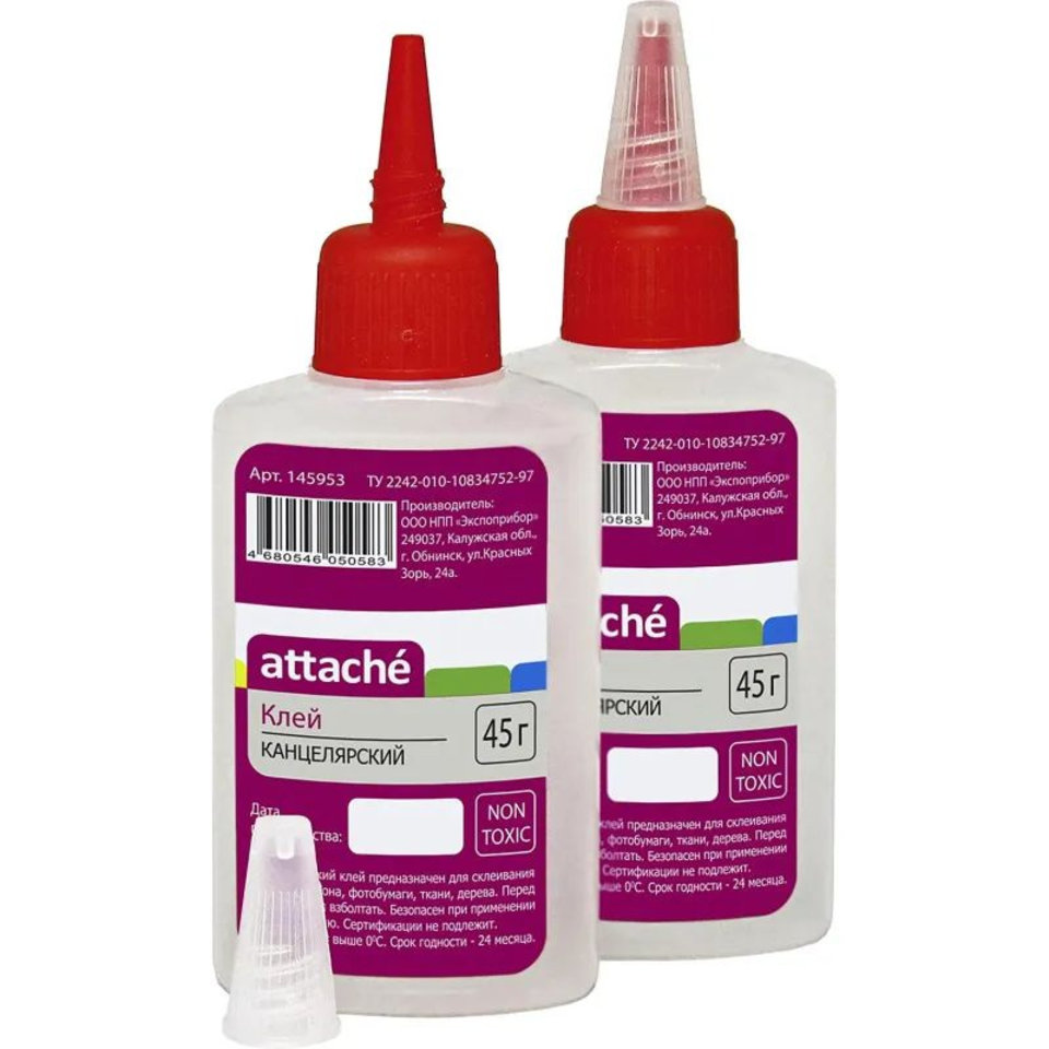 клей канцелярский 45мл Attache синтетический пластиковый дозатор 145953
