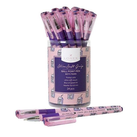 ручка шариковая масляная LOREX BOY’S TEARS 0,50 мм синий резиновый грип, игольчатый наконечник LXOPSSG-BT1