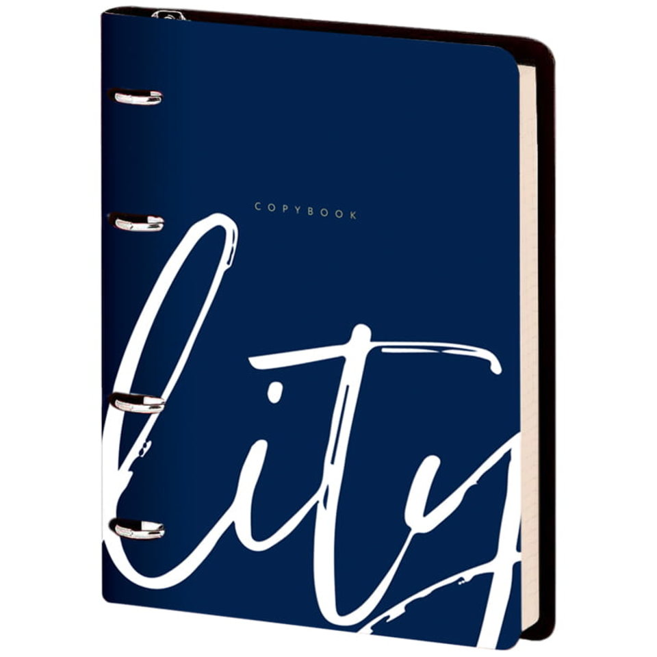 тетрадь на кольцах А5 80 листов ЛАЙТ, кожзам, Greenwich Line "Utility. Dark blue", тонированный блок 287542