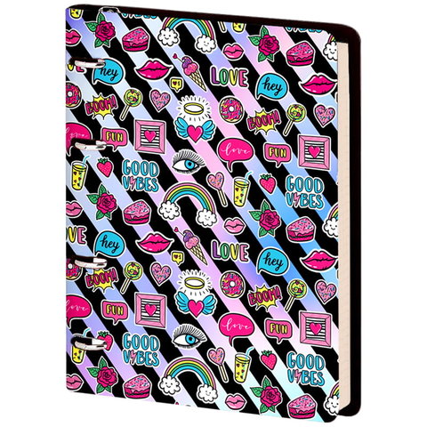 тетрадь на кольцах А5 80 листов ЛАЙТ, кожзам, Greenwich Line "Vision. Stickers", тонированный блок 287535