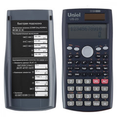 калькулятор инженерный 10+2 разрядов Uniel US-23 двойное питание 162*84*18мм (240 функций) черный