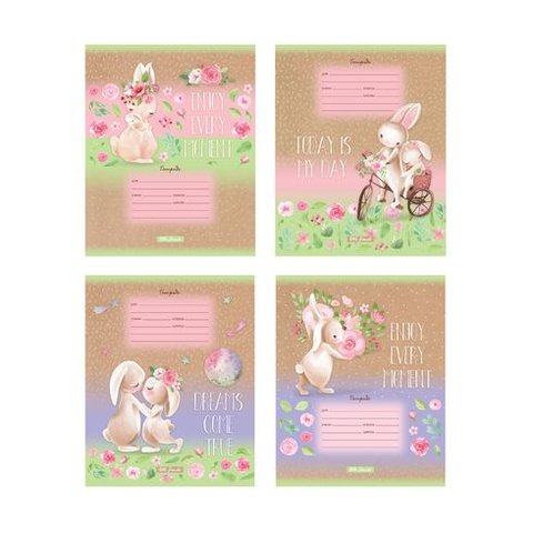 тетрадь 12 листов Милые зайчики в крупную клетку 9168