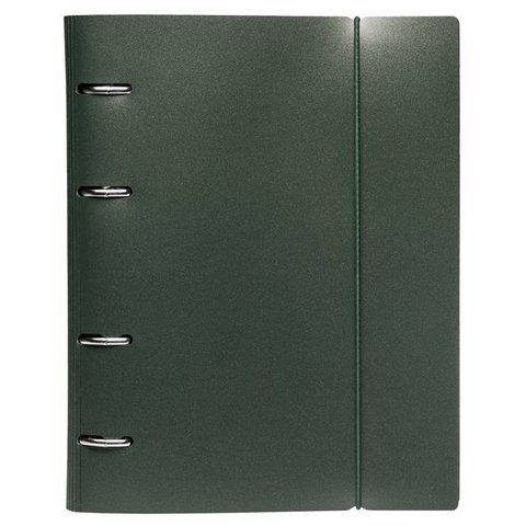 тетрадь на кольцах 120 листов METALLIC темно-зеленая на резинке 03412(060678)