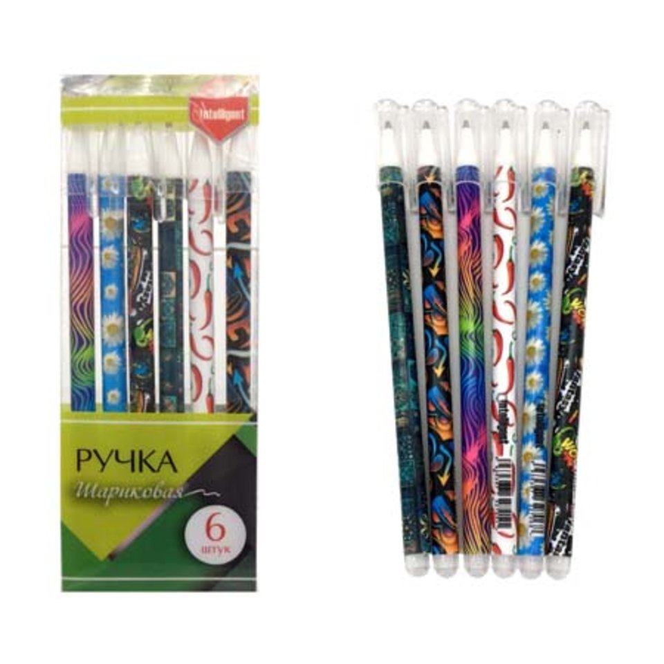 ручка шариковая Intelligent Орнамент синяя, масляная 0.5мм CD8110/317151 круглый корпус, ассорти