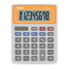 калькулятор настольный 8 разрядов малый Uniel UB-12О двойное питание оранжевый