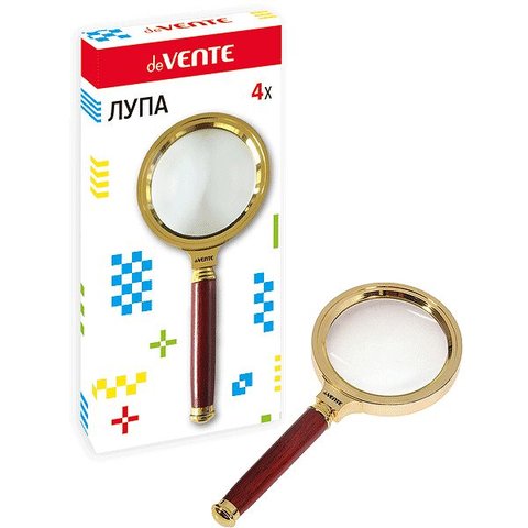лупа подарочная деревянная ручка 4-кратное увеличение диаметр 70мм deVente 4080805