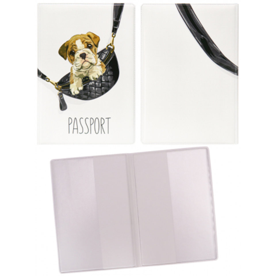 обложка для паспорта Собака в Сумке ПВХ ОП-6246