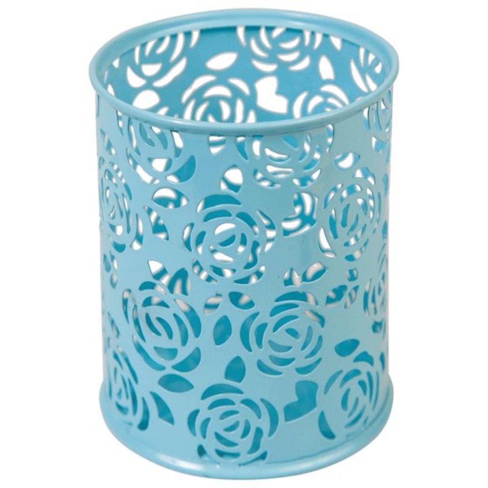 стакан для ручек металлический круглый ажурный 8х8х9,8см голубой deVENTE 4104701
