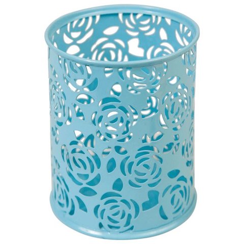 стакан для ручек металлический круглый ажурный 8х8х9,8см голубой deVENTE 4104701