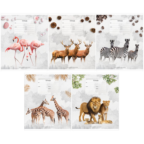 тетрадь 12 листов Животные. Into the wild в косую линию 35147(309811)