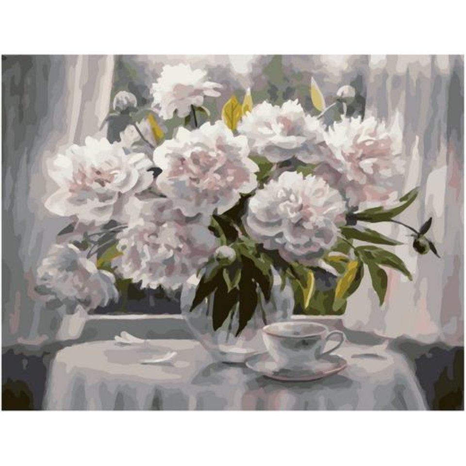 картина по номерам Белые пионы 40х50см PK79010