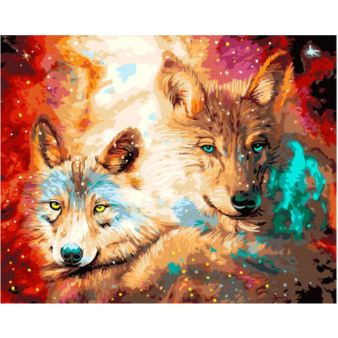 картина по номерам Звездные лисы 40х50см GX34562