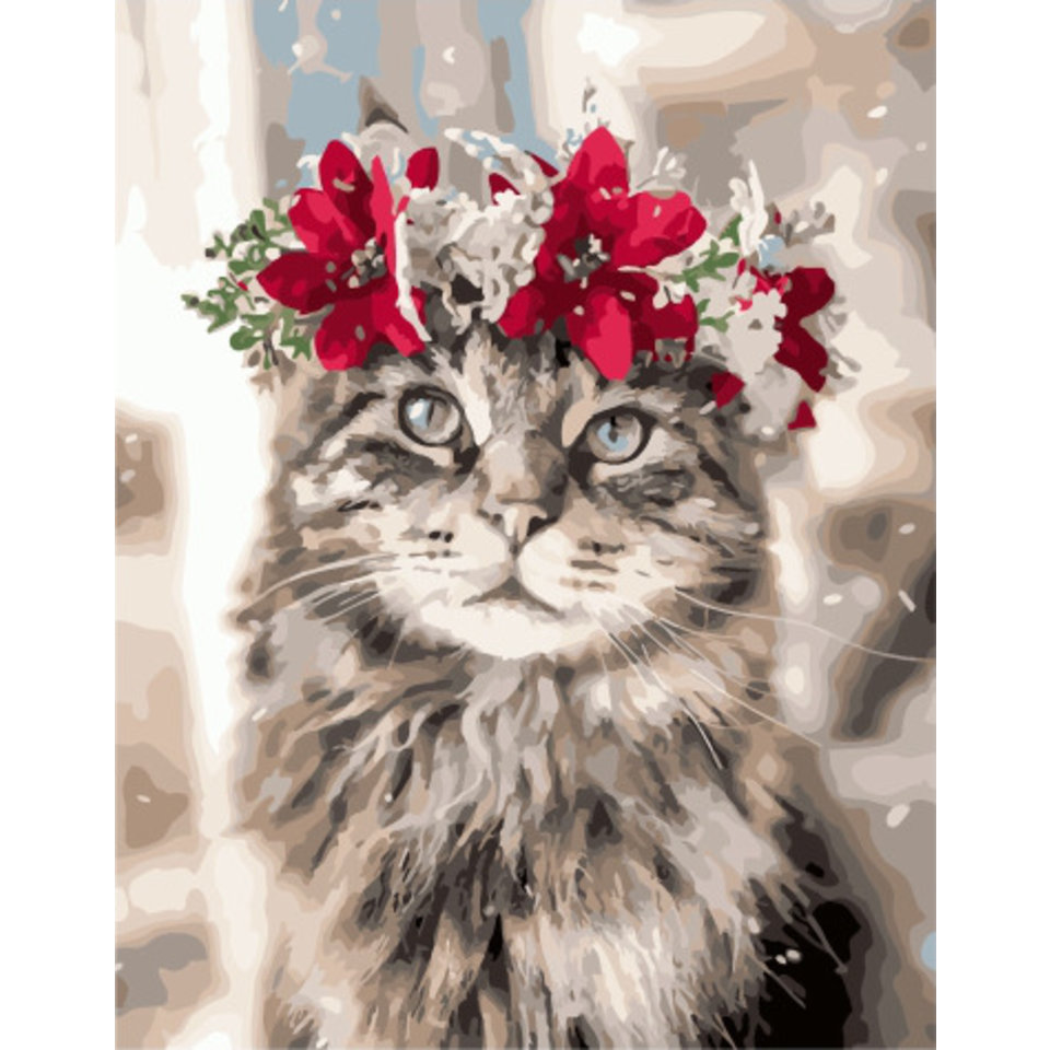 картина по номерам Праздничный кот 40х50см PK49005