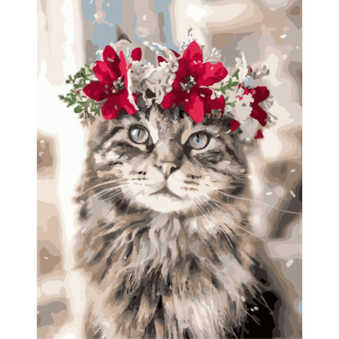 картина по номерам Праздничный кот 40х50см PK49005