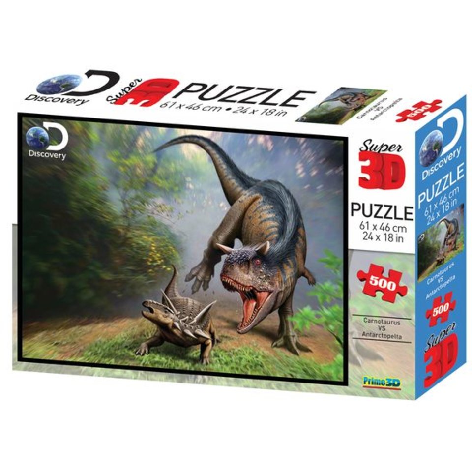 пазл 500 элементов SUPER 3D Карнотавр против антарктопельты 10330