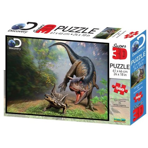 пазл 500 элементов SUPER 3D Карнотавр против антарктопельты 10330