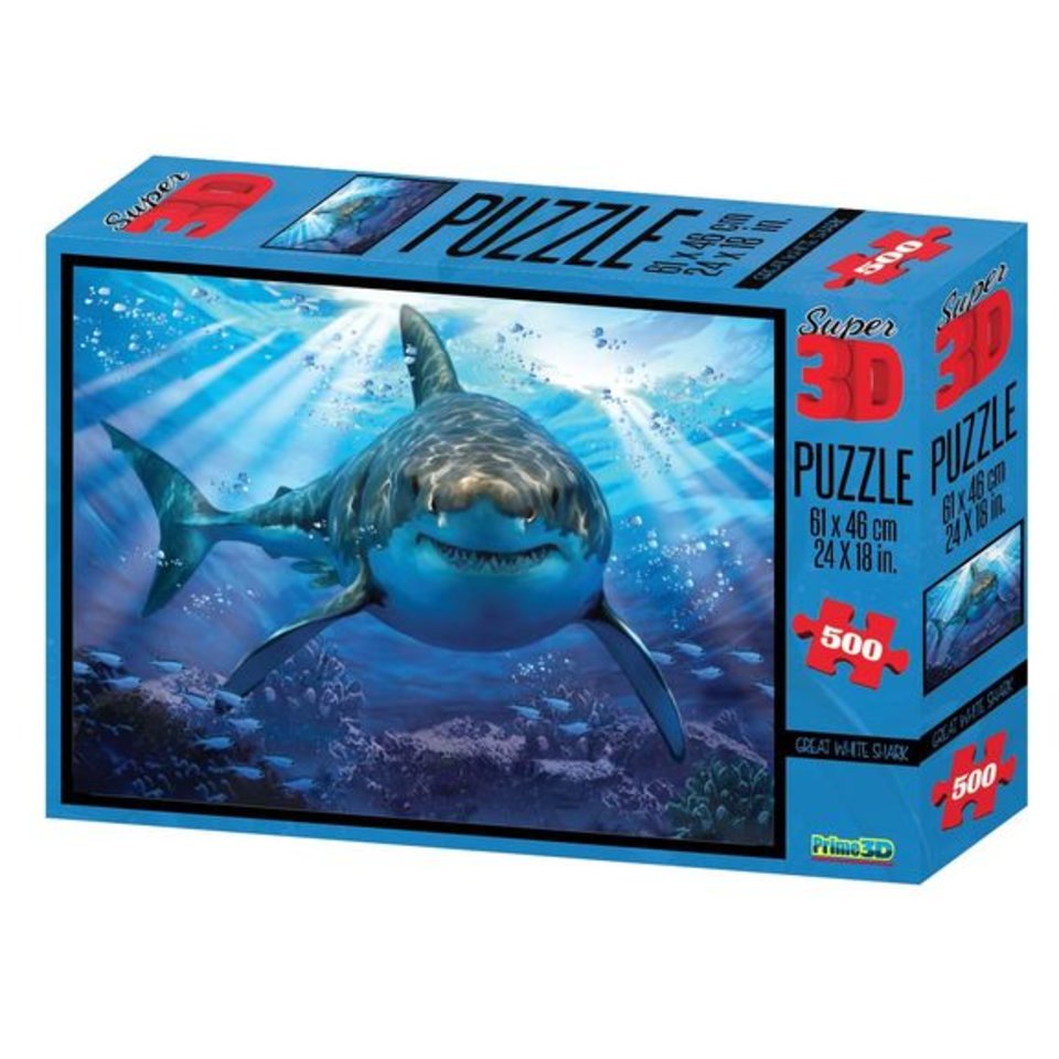 пазл 500 элементов SUPER 3D Большая белая акула 10048