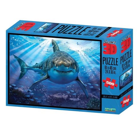 пазл 500 элементов SUPER 3D Большая белая акула 10048
