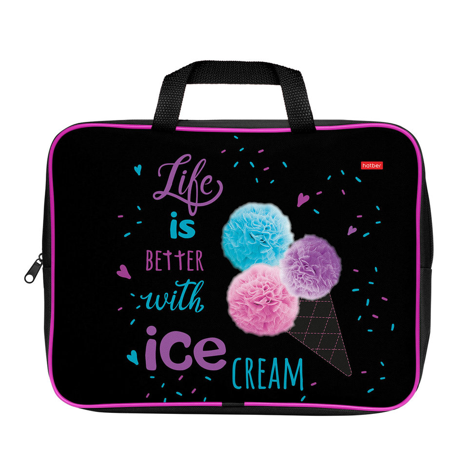 папка для тетрадей А4 с ручками Ice cream текстиль NSn 73037 Hatber