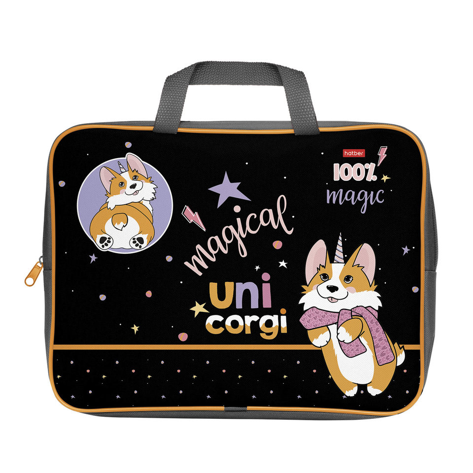 папка для тетрадей А4 с ручками Волшебник корги текстиль NSn 72026