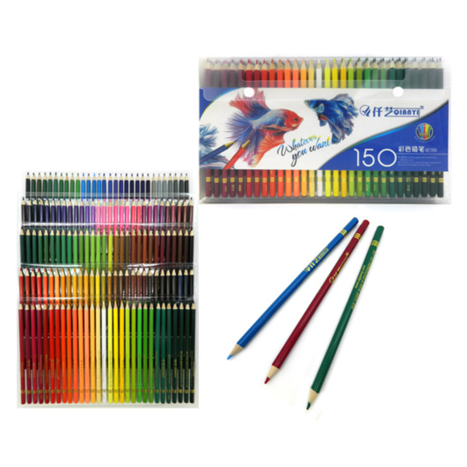 цветные карандаши 150 цветов ZIQIANYI скетчинг пластиковый чемодан