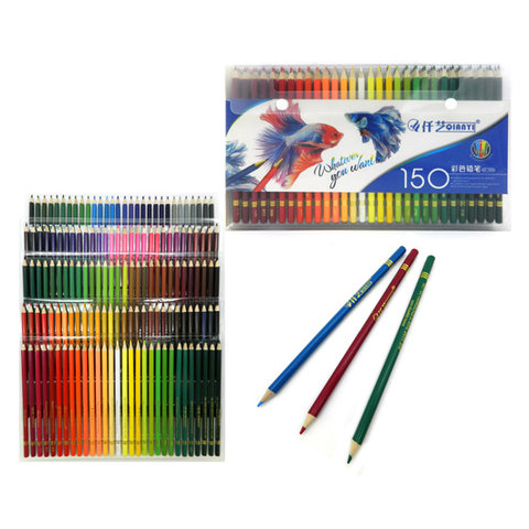 цветные карандаши 150 цветов ZIQIANYI скетчинг пластиковый чемодан