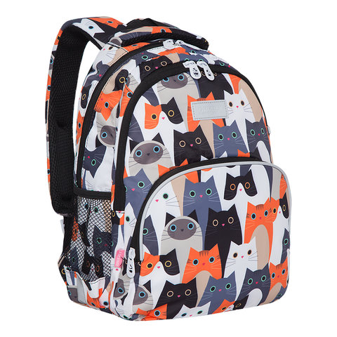 рюкзак дя девочки RG-160-9/1 рыжие котики Grizzly