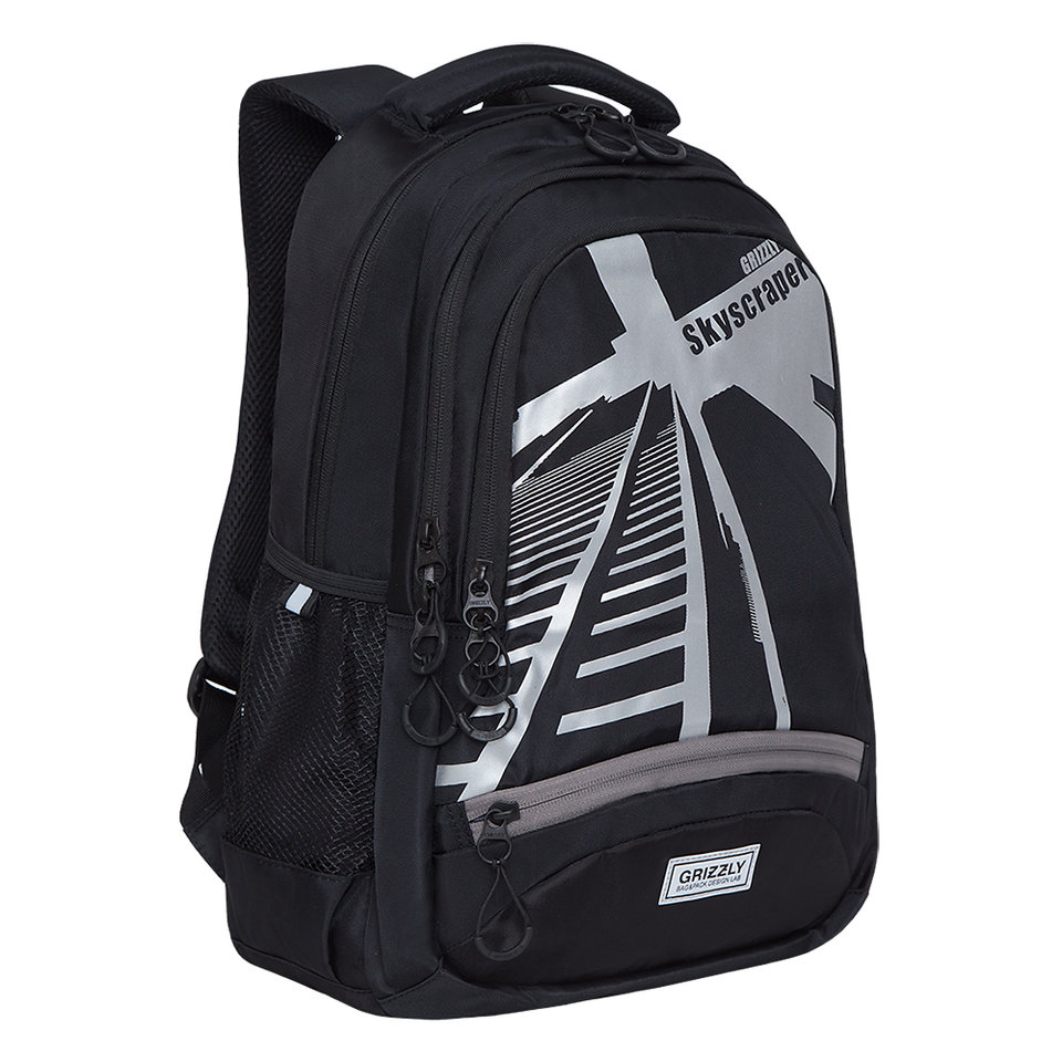 рюкзак для мальчика RU-137-2/2 черный-серый Grizzly
