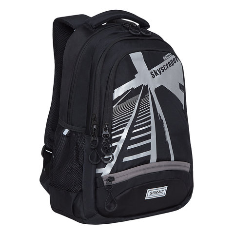 рюкзак для мальчика RU-137-2/2 черный-серый Grizzly