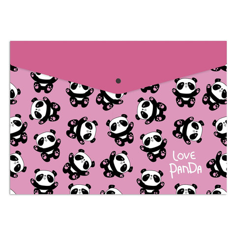 папка-конверт на кнопке А4 Милые панды 56600