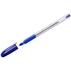 ручка шариковая Berlingo Triangle 110 синяя, игольчатый наконечник, прозрачный корпус, резиновая вставка