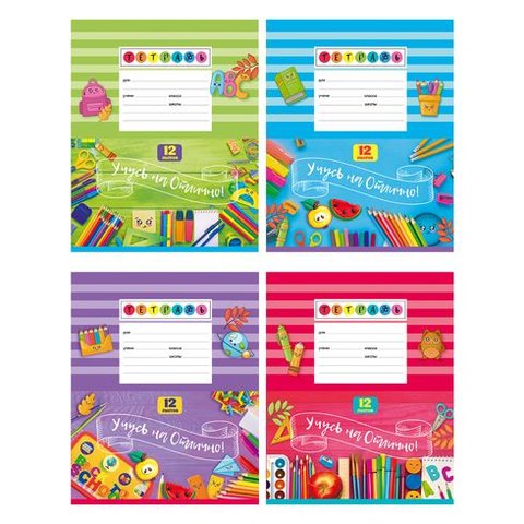 тетрадь 12 листов Учусь на отлично косая 7912 BG