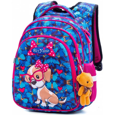 рюкзак для девочки с брелком мишкой R2-172