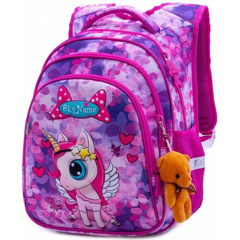 рюкзак для девочки с брелком мишкой R2-173