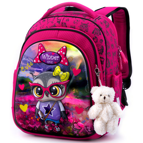 рюкзак для девочки Winner с брелком мишкой 5001