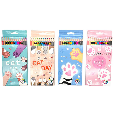 цветные карандаши 12 цветов Cat day лапки шестигранные 5726130 цветные карандаши 12 цветов Cat day лапки шестигранные 5726130