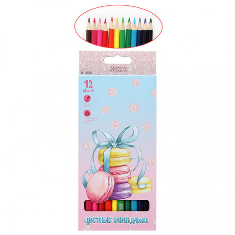 цветные карандаши 12 цветов КОКОС Macaroons Pastel трехгранные