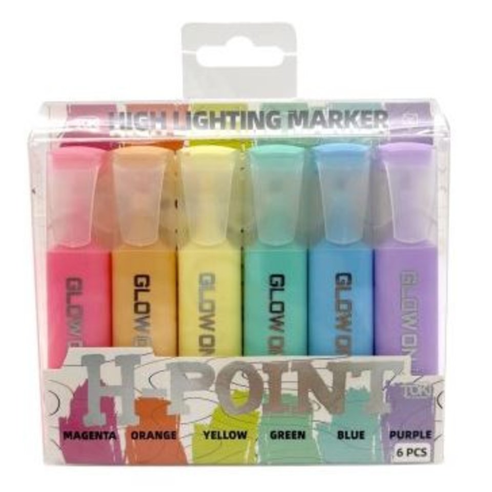 набор выделителей скошенный 6цв pastel dm-242/dv12545-6