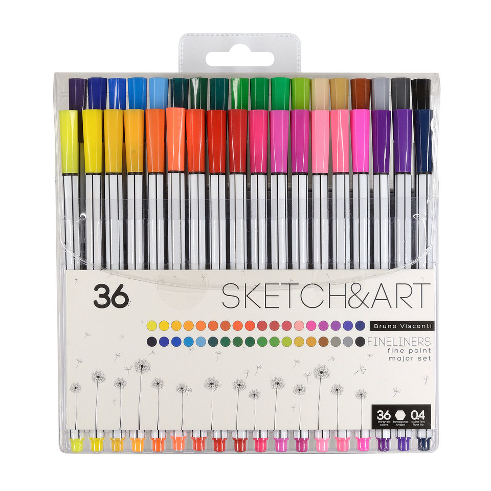 ручки линеры набор 36 цветов Sketch&Art 0.4мм BV 0.4 мм