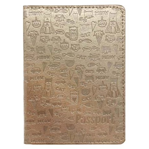 обложка для паспорта Котики золото ce-6017 (нм)
