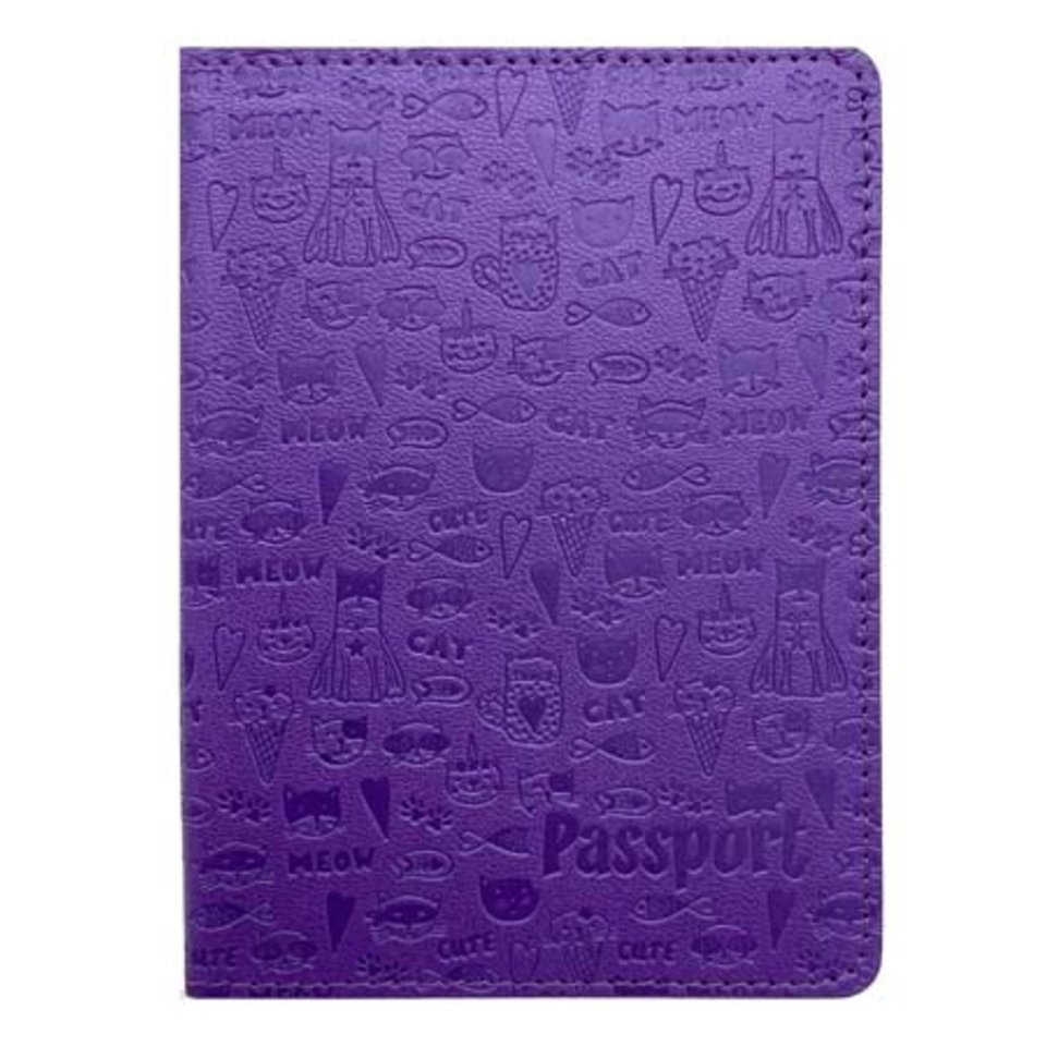обложка для паспорта Котики фиолетовая ce-6019