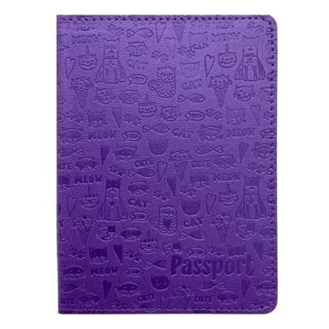 обложка для паспорта Котики фиолетовая ce-6019