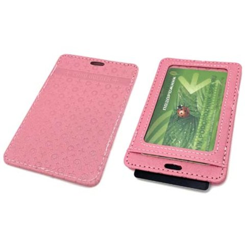 обложка для пропуска Орнамент розовая 2 кармана ce-6001