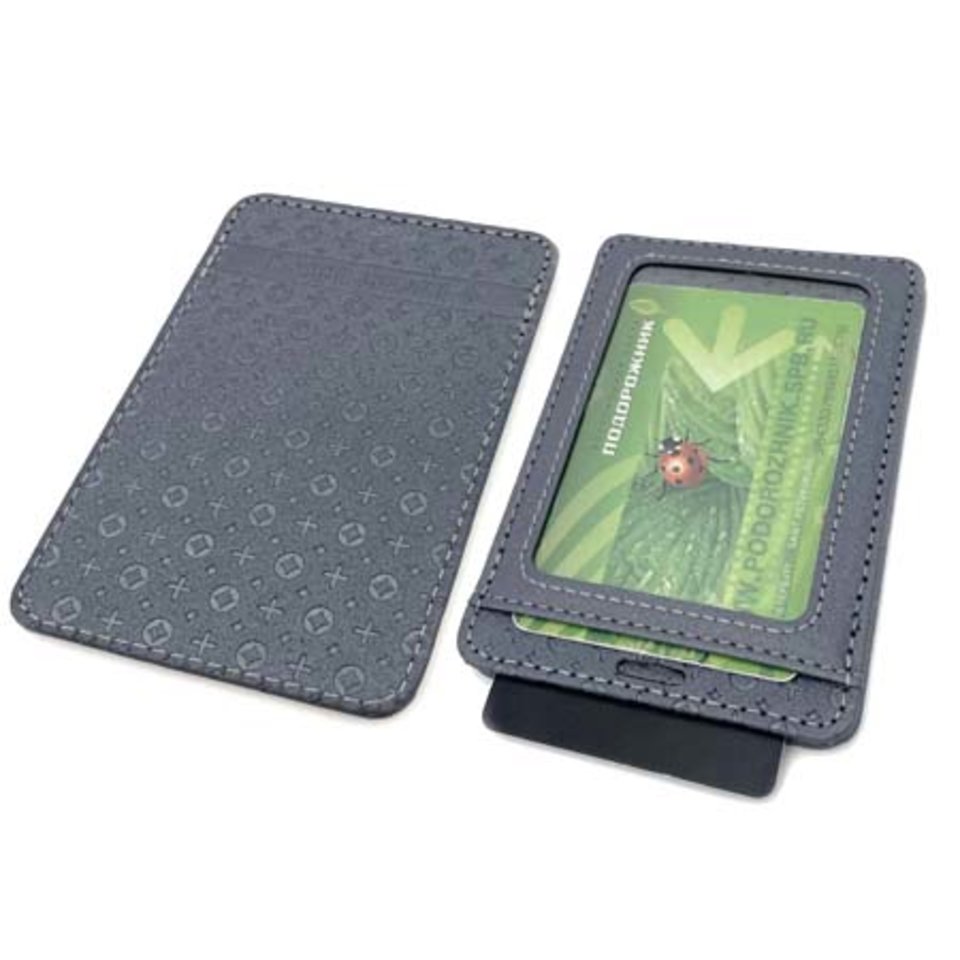 обложка для пропуска Орнамент серо-синяя 2 кармана ce-6003