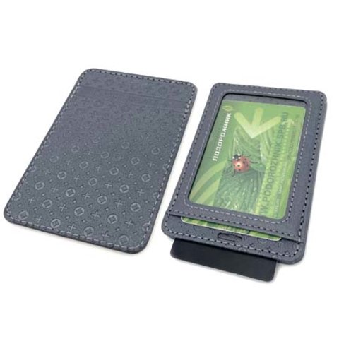 обложка для пропуска Орнамент серо-синяя 2 кармана ce-6003