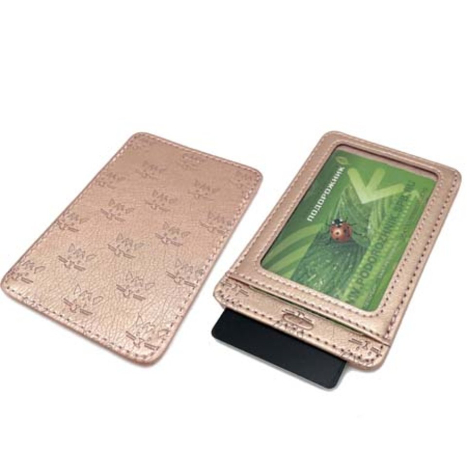 обложка для пропуска Котики розовое золото 2 кармана ce-6006