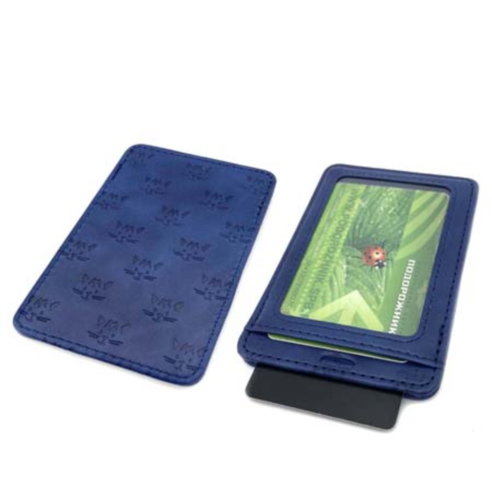 обложка для пропуска Котики синяя 2 кармана ce-6010